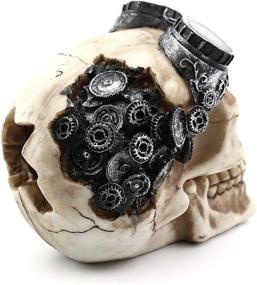 img 1 attached to Dvirroi Aquarium Decor Resin Skull: Steampunk Robotic Aviator Skull with Gearwork Mechanism - Perfect for Halloween, Fish Cave Hideout, and Reptile Houses