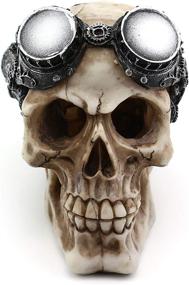 img 3 attached to Dvirroi Aquarium Decor Resin Skull: Steampunk Robotic Aviator Skull with Gearwork Mechanism - Perfect for Halloween, Fish Cave Hideout, and Reptile Houses