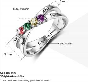 img 2 attached to Персонализированные кольца обещания бабушки с 4 искусственными камнями - Diamondido Custom Mothers Rings для женщин