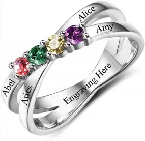 img 4 attached to Персонализированные кольца обещания бабушки с 4 искусственными камнями - Diamondido Custom Mothers Rings для женщин