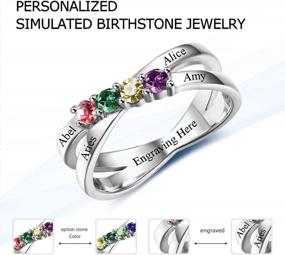 img 1 attached to Персонализированные кольца обещания бабушки с 4 искусственными камнями - Diamondido Custom Mothers Rings для женщин