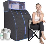 smartmak all-in-one full body home spa kit with steam sauna set, head cover, 2l steamer with protection, reinforced chair, and detox recovery therapy - black logo