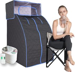 img 4 attached to Smartmak All-In-One Full Body Home SPA Kit With Steam Sauna Set, Head Cover, 2L Steamer With Protection, Reinforced Chair, And Detox Recovery Therapy - Black