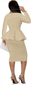 img 2 attached to Women'S Elegant Ruffle Sleeve Wrap V Neck Peplum Midi Cocktail Bodycon Dress