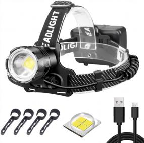img 4 attached to Garberiel Zoomable LED XHP70 Headlamp With 9000 Lumens For Super Brightness, USB Rechargeable, Waterproof And 3 Modes For Camping And Hiking