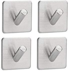 img 3 attached to Rust-Resistant Heavy Duty Stainless Steel Key Holder Hooks With Strong 3M Self-Adhesive For Robes, Towels, Bags, And Coats In Kitchens Or Shower Rooms - Pack Of 4