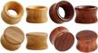 8 piece set of natural brown wood tunnels and plugs for ear gauges, vintage stretcher kit from 0g to 13/16 inch logo