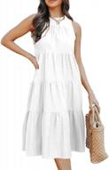 women's summer maxi dress: koodred sleeveless crewneck pleated tiered keyhole back shift dresses logo