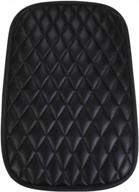 black leather lattice pattern car center console cover armrest - protect and enhance your center console lid logo