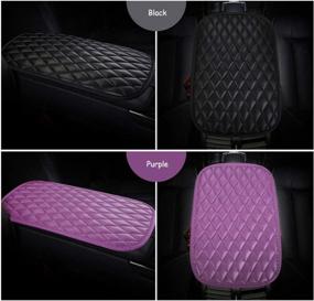 img 1 attached to Black Leather Lattice Pattern Car Center Console Cover Armrest - Protect And Enhance Your Center Console Lid