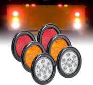 dot certified 4-inch round led trailer tail light kit with red, amber, and white lights - includes grommets, plugs, and ip67 waterproof design for rv truck logo