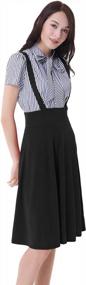 img 1 attached to Women'S Vintage High Waist A-Line Suspender Skirt Pinafore Pleated Dress