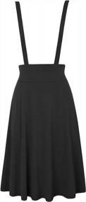 img 4 attached to Women'S Vintage High Waist A-Line Suspender Skirt Pinafore Pleated Dress