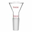 glass short stem powder funnel with 50mm top outer dimension, 24/40 inner joint filter - stonylab logo
