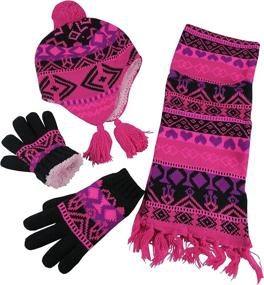 img 1 attached to 🧣 NIce Caps Knitted Fuchsia Girls' Accessories 9-12 Years for Cold Weather