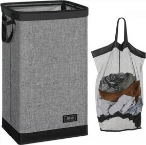 img 4 attached to Эффективная и стильная складная корзина для белья SOLEDI 100L со съемной сумкой для хранения одежды и игрушек