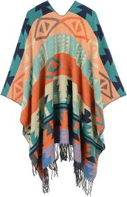 img 2 attached to Womens Blanket Shawls Printed Orange Women's Accessories via Scarves & Wraps