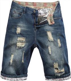 img 4 attached to Stay Stylish In The Summer With Betusline Men'S Distressed Denim Shorts