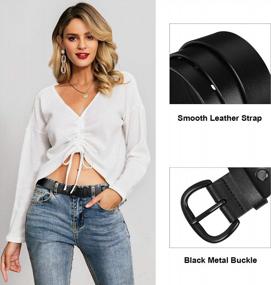 img 3 attached to Black Leather Belt For Women With Buckle - Casual And Stylish Jeans Waist Belts Featuring Black Metal Buckle By SANSTHS