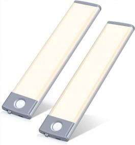 img 4 attached to Wireless Motion Sensor Under Cabinet Lights - Warm White LED Lighting For Kitchen, Drawers, And Counters - Rechargeable Battery With 1000MAh - Pack Of 2