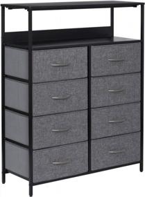 img 4 attached to Kamiler 8 Drawers Dresser With Shelves, Tall Vertical Storage Organizer,Versatile Cabinet For Bedroom, Living Room, Hallway, Hotel,Sturdy Steel Frame, Wood Shelf, Removable Fabric Bins