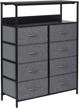 kamiler 8 drawers dresser with shelves, tall vertical storage organizer,versatile cabinet for bedroom, living room, hallway, hotel,sturdy steel frame, wood shelf, removable fabric bins logo