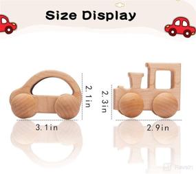 img 2 attached to 🚗 Promise Babe Wooden Rattle Push Car Toy Set - Infant Wooden Rattles, Interactive Toys, 2-Piece Baby Vehicle Hand Push Cars - Montessori Natural Wood Toys for Newborns - Best Gift