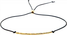 img 1 attached to SANNYRA Morse Code Bracelet 14K Gold Plated Beads On Silk Cord Friendship Bracelet Gift For Her