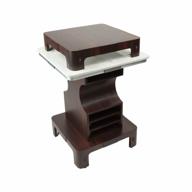 square uv nail dryer table with granite top in cherry wood & silver white - ideal nail salon furniture and equipment by avon logo