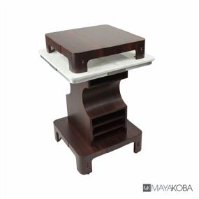 img 1 attached to Square UV Nail Dryer Table With Granite Top In Cherry Wood & Silver White - Ideal Nail Salon Furniture And Equipment By AVON