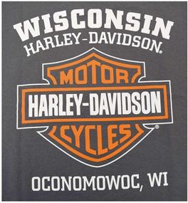 img 1 attached to 🏍️ Harley-Davidson Men's Charcoal T-Shirt with Elongated Orange Bar & Shield Design - Style 30291961