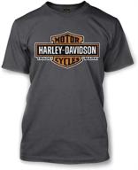 🏍️ harley-davidson men's charcoal t-shirt with elongated orange bar & shield design - style 30291961 logo