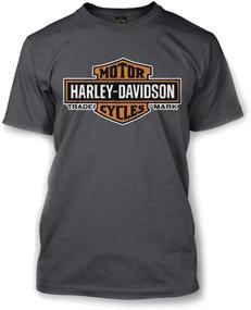 img 2 attached to 🏍️ Harley-Davidson Men's Charcoal T-Shirt with Elongated Orange Bar & Shield Design - Style 30291961
