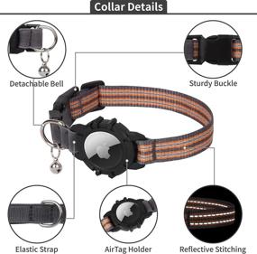 img 1 attached to GPS Cat Collar with AirTag Holder and Bell - FEEYAR Reflective AirTag 🐱 Cat Collar for Improved Tracking of Girl Boy Cats, Kittens, and Puppies, Lightweight Tracker