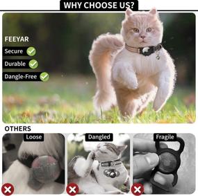 img 3 attached to GPS Cat Collar with AirTag Holder and Bell - FEEYAR Reflective AirTag 🐱 Cat Collar for Improved Tracking of Girl Boy Cats, Kittens, and Puppies, Lightweight Tracker