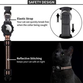 img 2 attached to GPS Cat Collar with AirTag Holder and Bell - FEEYAR Reflective AirTag 🐱 Cat Collar for Improved Tracking of Girl Boy Cats, Kittens, and Puppies, Lightweight Tracker