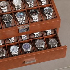 img 2 attached to Keep Your Precious Watches Safe And Organized With ROTHWELL 20 Slot Leather Watch Box - Stylish And Secure Luxury Watch Display Case For Men And Women