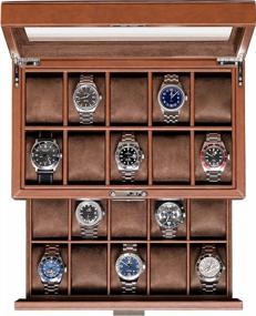 img 4 attached to Keep Your Precious Watches Safe And Organized With ROTHWELL 20 Slot Leather Watch Box - Stylish And Secure Luxury Watch Display Case For Men And Women