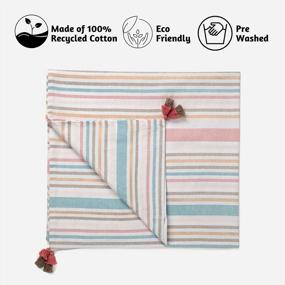 img 2 attached to 100% Cotton Quick Dry Oversized Beach Towel With Bag - 40X72 Inches, Lightweight & Large For Adults | Folkulture Turkish Pink & Blue Blanket Sandproof Vacation Bath Towels