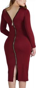 img 4 attached to YMING Womens Zipper Back Bodycon Dress Sexy Club Dresses Solid Color Midi Dress Plus Size