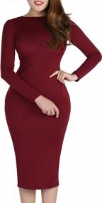 img 3 attached to YMING Womens Zipper Back Bodycon Dress Sexy Club Dresses Solid Color Midi Dress Plus Size