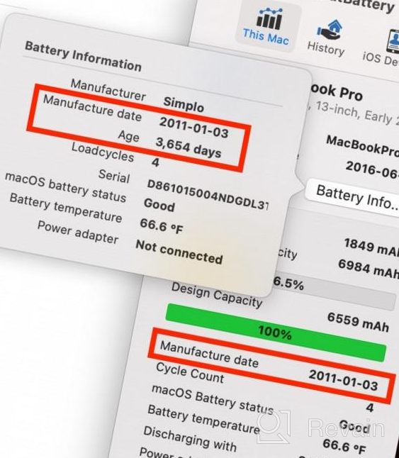 img 1 attached to Reliable RayHom MacBook Pro Battery Replacement For 13'' Retina Models [Late 2013-Early 2015], Compatible With A1493 A1582 A1502, 11.42V 74.9Wh, 18-Month Warranty Included review by Bam Reeder