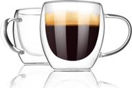 punpun double wall insulated glass espresso cups: set of 2 demitasse and iced coffee cups логотип