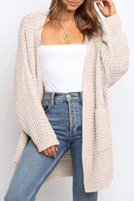 img 3 attached to YIBOCK Chunky Cable Knit Kimono Cardigan: Women's Long Batwing Sleeve Open Front Sweater