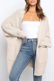 img 2 attached to YIBOCK Chunky Cable Knit Kimono Cardigan: Women's Long Batwing Sleeve Open Front Sweater