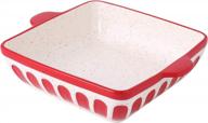 8.7in ceramic brownie baking pan with double handle - perfect for cakes & pies! logo