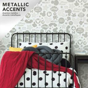 img 2 attached to Peel And Stick Wallpaper RMK11152WP Metallic Silver Mickey Mouse Icons RoomMates