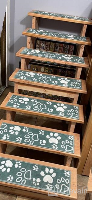 img 1 attached to 4-Pack SUSSEXHOME Carpet Stair Treads - Pet & Kid Friendly, Self Adhesive Safety To Prevent Slipping On Wooden Steps review by Robert Helstrom