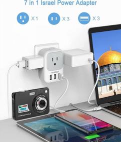 img 3 attached to TESSAN Israel Power Adapter: 4 Outlets, 3 USB Charging Ports - Type H Plug For Israel & Palestine