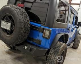 img 7 attached to OEDRO Front And Rear Bumper Compatible For 07-18 Jeep Wrangler JK & Unlimited W/ Winch Plate Mounting & D-Rings & Square LED Lights & 2" Hitch Receiver , Textured Black Off Road Star Guardian Design